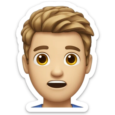 panicked white male brown hair sticker