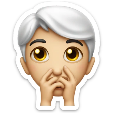 Sad emoji with mad eyes, blushed checks kissy face touching fingers  sticker