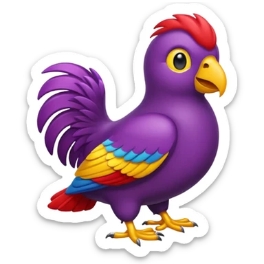 emoji de papagayo morado, rojo y amarillo sticker