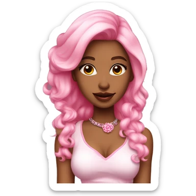 beautiful coquette girl, pink highlight hari, wearing cute outfit sticker