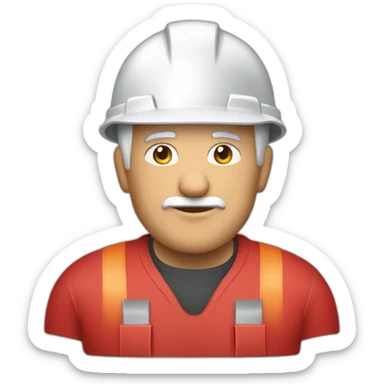 Industrial professional senior mechanical fitter working with a helmet and red clothing sticker