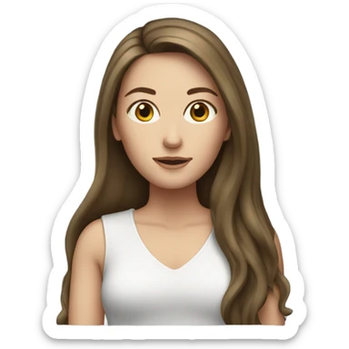Long brunette hair white woman sticker