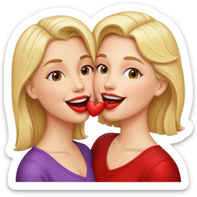 woman kissing another woman on the mouth sticker