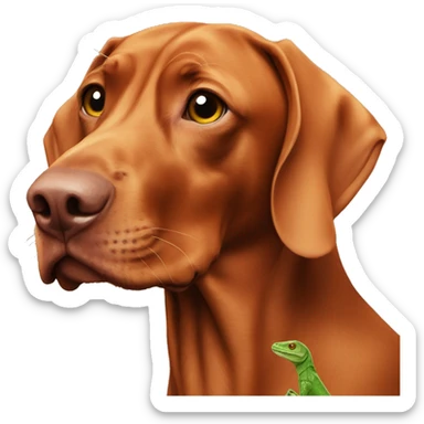 Vizsla with lizard sticker