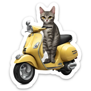 Sweet cat on a chrome aesthetic vespa sticker