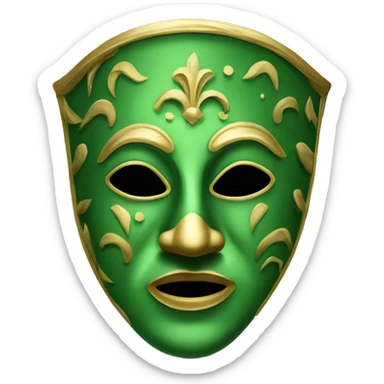 green commedia del' arte mask  sticker