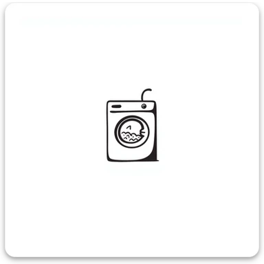 minimalist doodle of a washing machine, black lines, no color sticker