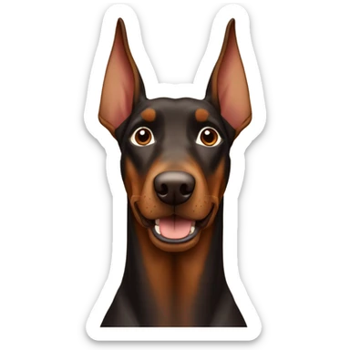 Different shades of brown no black Doberman without cropped ears looking forward and happy  sticker