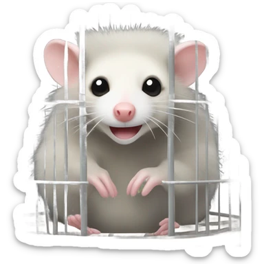 Opossum in a cage sticker
