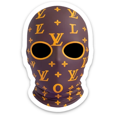 high-end Louis Vuitton ski mask with classic LV monogram print sticker