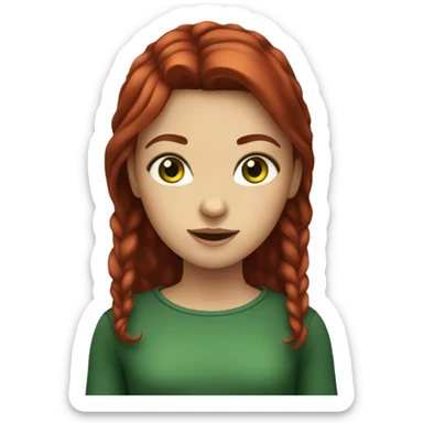 Girl with dark red hair and green eyes sticker