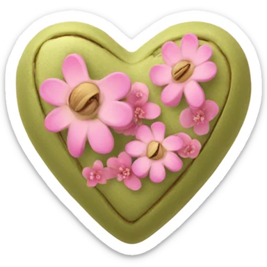 pistachio Color heart decorated with pink flowers sticker