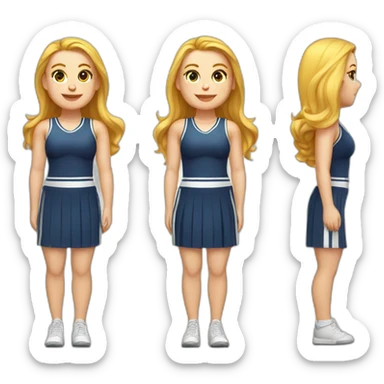 Full body Caucasian curvy cheerleader back and front views sticker