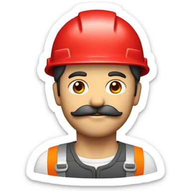 builder with mustache and red helmet sticker