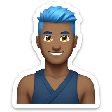 ninja tyler blevins with blue hair and low taper fade haircut sticker