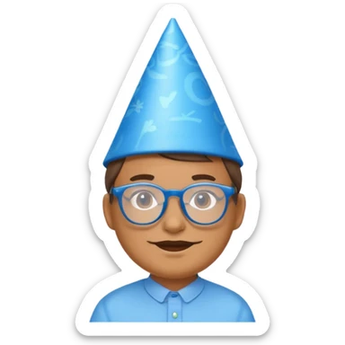 party blue hat bee with glasses full body sticker