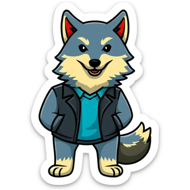 wolf with the face of Vladimir Zhirinovsky sticker