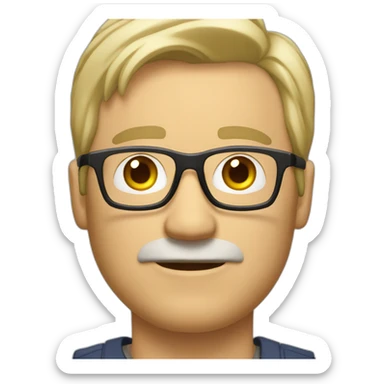 unshaved middle age guy with short blond hair wearing glasses and earphones sticker