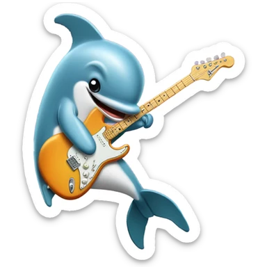Dolphin playing a Fender Stratocaster sticker
