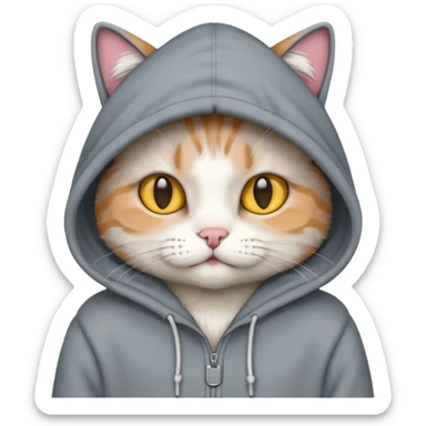 Cat wearing a hoodie sticker