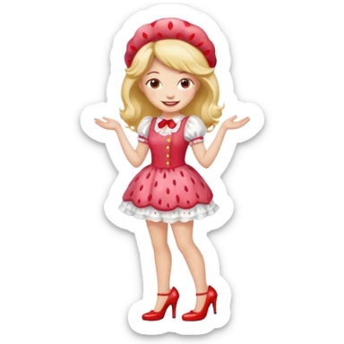 pretty and cute realistic modern day strawberry shortcake full body with high heels emoji sticker