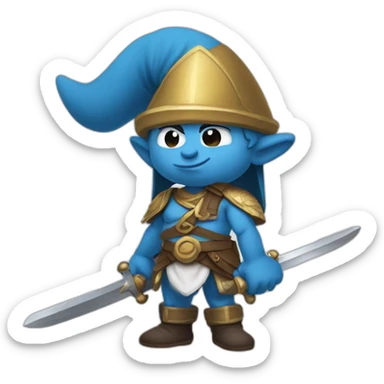 Smurf swordsmam sticker