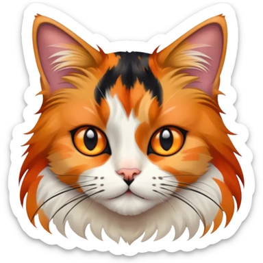 Tortie long hair cat sticker
