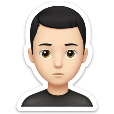 create a long buzz haircut boy that has black hair hair need to go on forhead and it cant be flat little fringe sticker