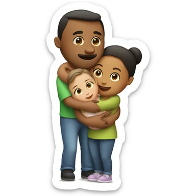 Mom dad toddler and baby hugging sticker