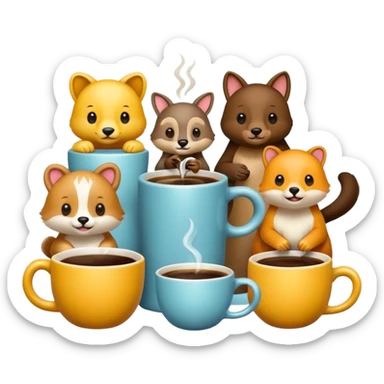 animaux qui prennent le café sticker