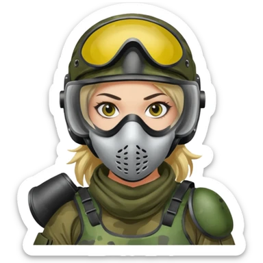 paintball player face girl sticker