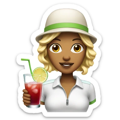 Female golfer with cocktail sticker