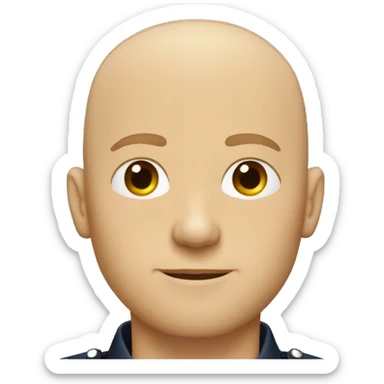 Bald Caucasian man with light beard in police uniform  sticker