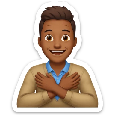 Hands crossed holding neck laughing guy  sticker