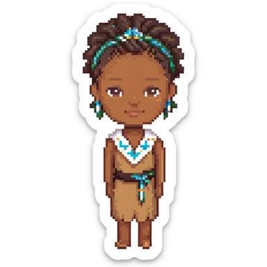 Fijian person with buiniga hairstyle, brown skin sticker