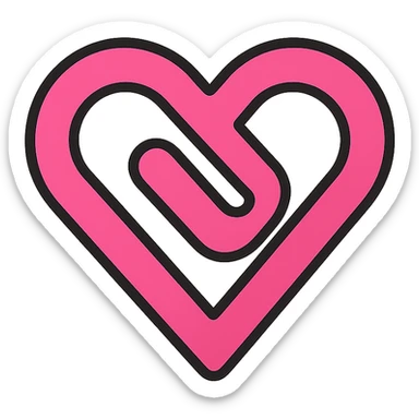 heart-shaped paper clip, minimal, modern icon style sticker