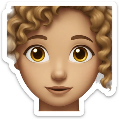 Girl with brown curly hair and blue eyes and tan/white skin  sticker