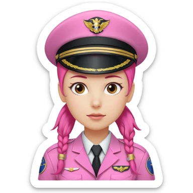 Commander Bloom – pink ponytail pilot in white uniform sticker