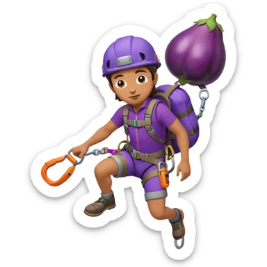 Rock climber Riding eggplant  sticker