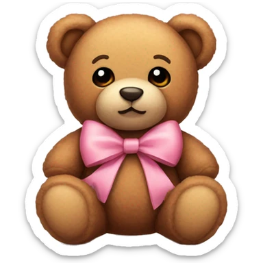 A cute teddy bear with a bow sticker