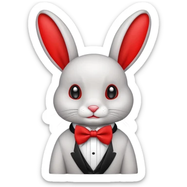 Cartoon rabbit with oversized bow tie sticker