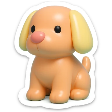               Transform {subject} into a soft vinyl figure with a smooth, glossy surface. The material should look slightly rubbery and tactile, with minimalistic curves and a matte-gloss hybrid finish. Use pastel or soft solid colors. The surface is seamless, with no visible textures or roughness. Studio lighting, vibrant background, clean, playful, designer toy aesthetic and no shadows. {subject} = dog sticker