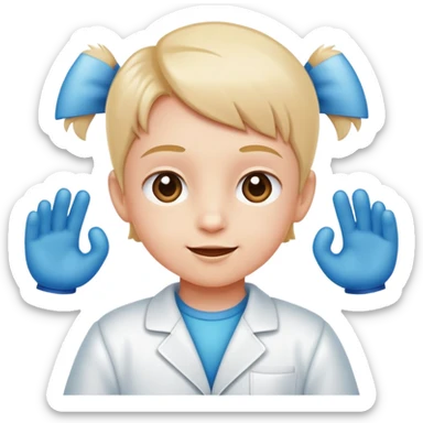 child standing proudly in a clean room, cheerful and organized sticker