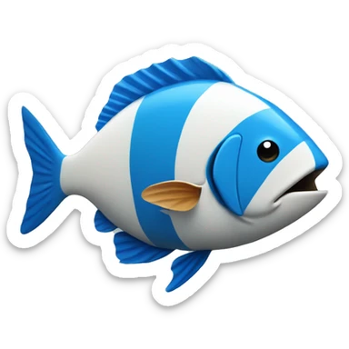 fish wearing a blue and white rugby jersey sticker