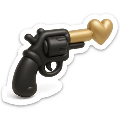 balloon style inflated shiny love gun with heart-shaped barrel sticker