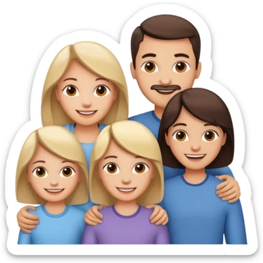 Happy family of 5: mom, dad, sisters and brother sticker