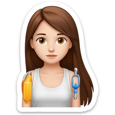 a pretty bratz fair girl with long straight hair with a white tank top sticker