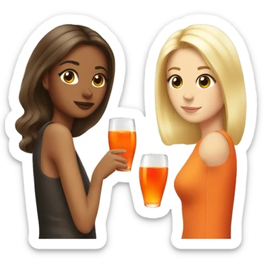 Two girls one blonde and one brown haired drinking aperol sticker