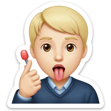 Tounge sticking out with pointer finger and thumb touching sticker