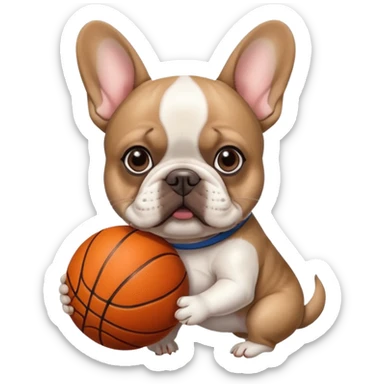 French bulldog with basketball  sticker